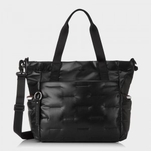 Black Women's Hedgren Puffer Tote Bags | ZHL5963NY