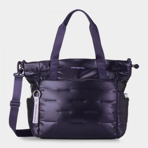 Purple Deep Blue Women's Hedgren Puffer Tote Bags | FVP3065XF